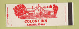 Matchbook Cover - Colony Inn Amana IA Full Length