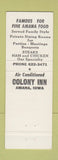 Matchbook Cover - Colony Inn Amana IA Full Length