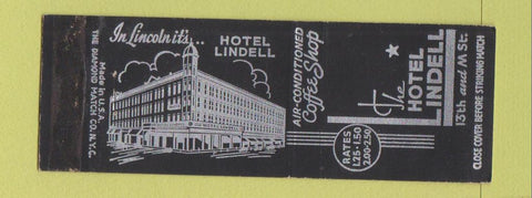 Matchbook Cover - Hotel Lindell Lincoln NE BLACK SILVER