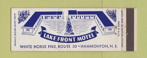 Matchbook Cover - Lake Front Motel Hammonton NJ  Full Length