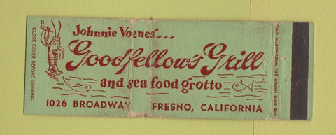 Matchbook Cover - Goodfellow's Grill Fresno CA WORN Full Length