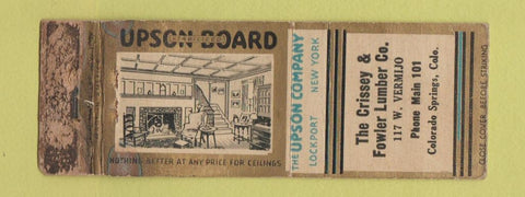 Matchbook Cover - Upson Board Lockport NY Colorado Springs WORN
