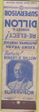 Matchbook Cover - Robert Dillon Supervisor WORN