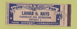 Matchbook Cover - Lamar Hays Supervisor Election WEAR Full Length
