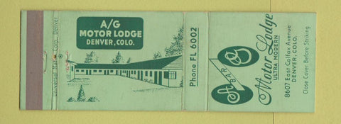 Matchbook Cover - AG Motor Lodge Denver Colorado Colfax