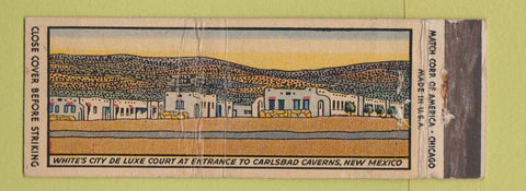 Matchbook Cover - White's City Motels Carlsbad Caverns NM WEAR Full Length