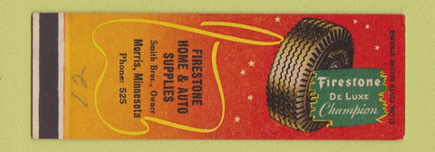 Matchbook Cover - Firestone Tires Morris MN low phone # SAMPLE