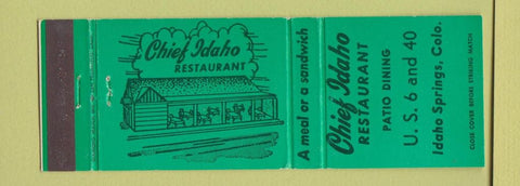 Matchbook Cover - Chief Idaho Restaurant Idaho Springs Colorado