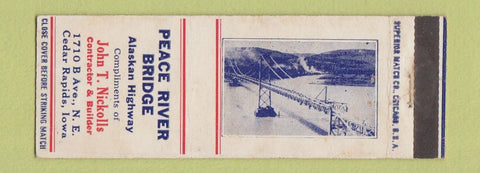 Matchbook Cover - Peace River Bridge Cedar Rapids IA