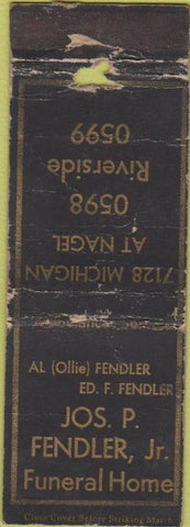 Matchbook Cover - Jos Fendler Jr Funeral Home POOR