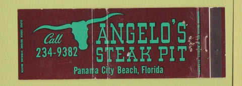 Matchbook Cover - Angelo's Steak Pit Panama City Beach FL  Full Length