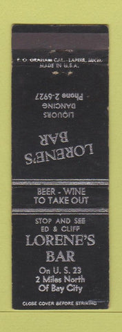 Matchbook Cover - Lorne's Bar Bay City MI