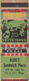 Matchbook Cover - Buck's Sandwich Place Cheyenne WY