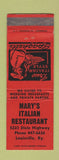 Matchbook Cover - Mary's Italian Restaurant Louisville KY