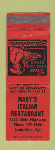 Matchbook Cover - Mary's Italian Restaurant Louisville KY