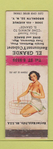 Matchbook Cover - El Grande Restaurant Cabaret Brooklyn NY pinup WORN