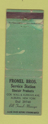 Matchbook Cover - Fromel Bros Sinclair oil gas Auburn NY WORN