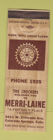 Matchbook Cover - Merri Laine Rotary International Colorado Springs