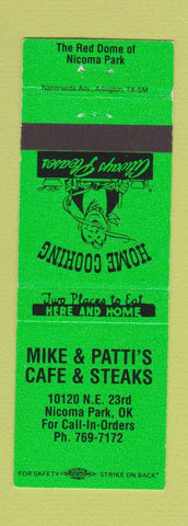 Matchbook Cover - Mike and Patti's Cafe Steaks Nicoma Park OK