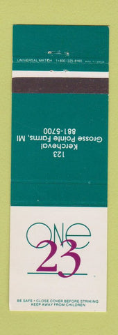 Matchbook Cover - One 23 Grosse Pointe Farms MI