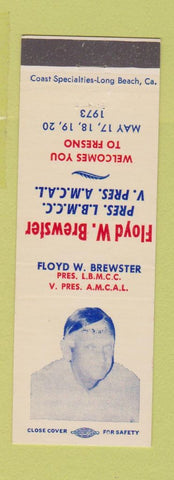 Matchbook Cover - Floyd Brewster AMCAL Match Club 1973