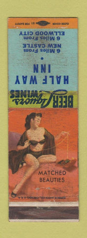 Matchbook Cover - Half Way Inn Ellwood City New Castle PA pinup WORN