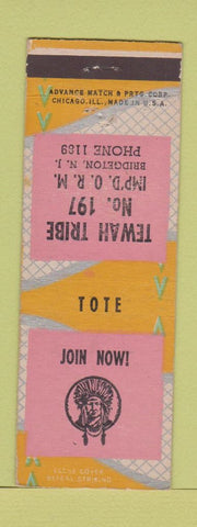 Matchbook Cover - Tewah Tribe Bridgeton NJ low phone # ADVANCE Indian