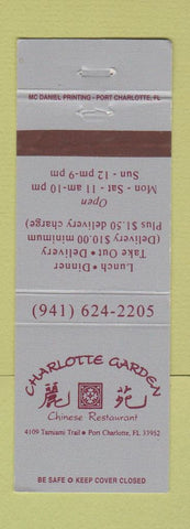 Matchbook Cover - Charlotte Garden Chinese Port Charlotte FL