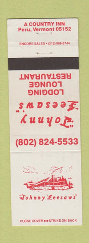 Matchbook Cover - Johnny Leesaws Peru VT WEAR