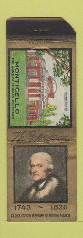 Matchbook Cover - Monticello Thomas Jefferson WORN STRIKER