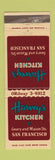 Matchbook Cover - Harvey's Kitchen San Francisco CA
