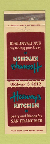 Matchbook Cover - Harvey's Kitchen San Francisco CA