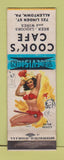 Matchbook Cover - Cook's Cafe Allentown PA pinup