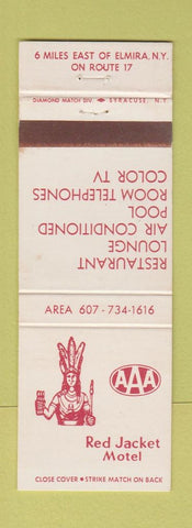 Matchbook Cover - Red Jacket Motel Indian Elmira NY