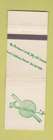 Matchbook Cover - Francesca's Shelburne VT