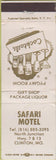Matchbook Cover - Safari Motel Clinton MO