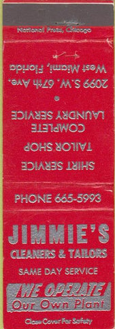 Matchbook Cover - Jimmie's Cleaners West Miami FL