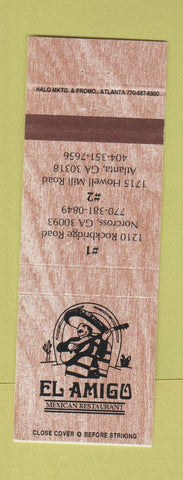 Matchbook Cover - El Amigo Mexican Restaurant Atlanta Norcross GA