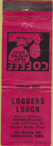 Matchbook Cover - Loggers Lunch Cascadia OR Hamburgers WEAR