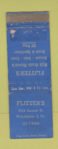 Matchbook Cover - Flitter's Philadelphia PA WORN