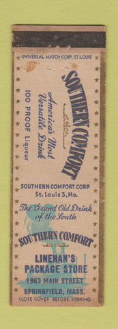 Matchbook Cover - Southern Comfort Liquor Linehan's Springfield MA