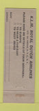 Matchbook Cover - KLM Airlines Royal Dutch