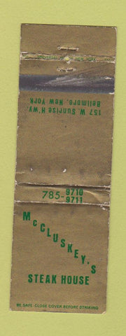 Matchbook Cover - McCluskey's Steak Bellmore NY WORN