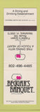 Matchbook Cover - Beggar's Banquet Waitsfield VT