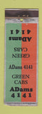 Matchbook Cover - Green Cabs Taxi WEAR
