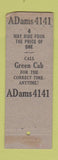 Matchbook Cover - Green Cabs Taxi WEAR