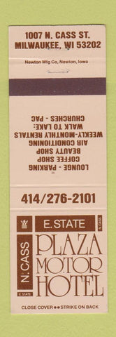 Matchbook Cover - Plaza Motor Hotel Milwaukee WI