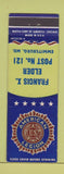 Matchbook Cover - American Legion Francis Elder Post Emmitsburg MD
