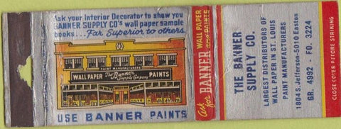 Matchbook Cover - Banner Supply Saint Louis MO Paint Wallpaper WORN