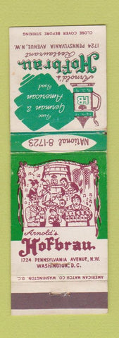 Matchbook Cover - Arnold's Hofbrau Washington DC